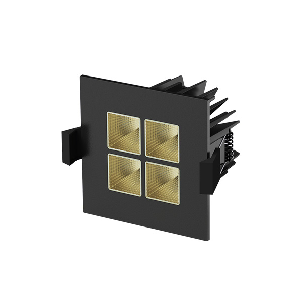 IL-FS7K27CGB Four Square Downlight dimmbar 7W 45° klassischer Goldreflektor 2.550K