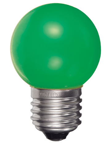 L140PG LED Kogellamp 0.5W E27 230VAC groen IP20